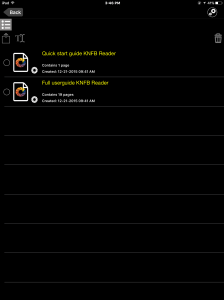 Screen shot of knfbReade file explorer in edit mode