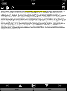 Screen shot of knfbReader document reader
