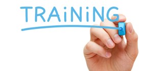Image of a hand writing "training"