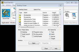 Image of the ZoomText Desktop Finder