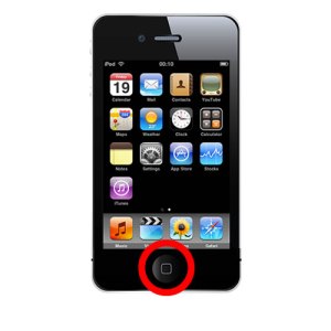 Image showing the location of the home button on the iPhone