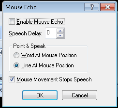 Screen shot of the Mouse Echo Menu in MAGic