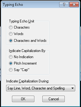 Screen shot of Typing Echo Menu in MAGic