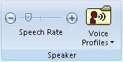 Screen shot of the Speaker section of the Speech Tab in MAGic